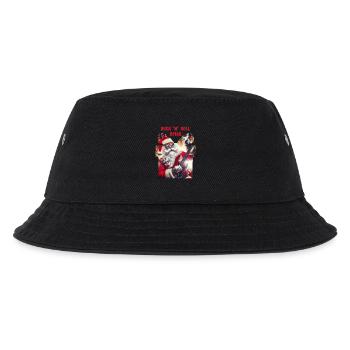 Rock n Roll Xmas - Weihnachtsmann Rocker - Kinder Bucket Hat - Schwarz - Vorne