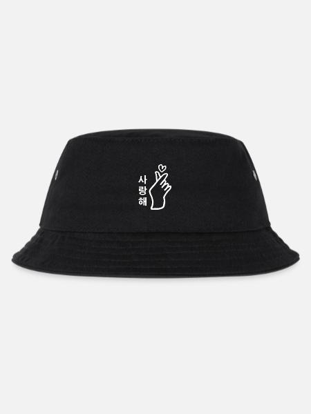 Kpop Handzeichen Herz Saranghae - Kinder Bucket Hat - Schwarz