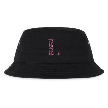 Personalisierter Blumenbuchstabe l - Geschenkidee - Kinder Bucket Hat - Schwarz - Vorne