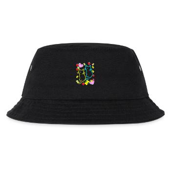 Sommer Katzen Katze Sommerzeit - Kinder Bucket Hat - Schwarz - Vorne