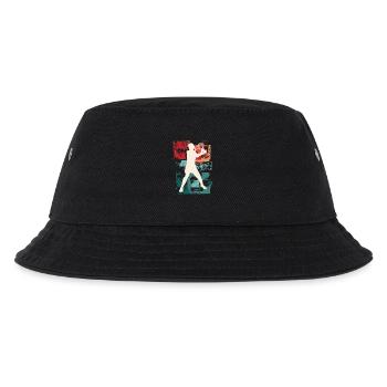 Tennis Tennisspielerin Frau Sport Vintage Retro - Kinder Bucket Hat - Schwarz - Vorne