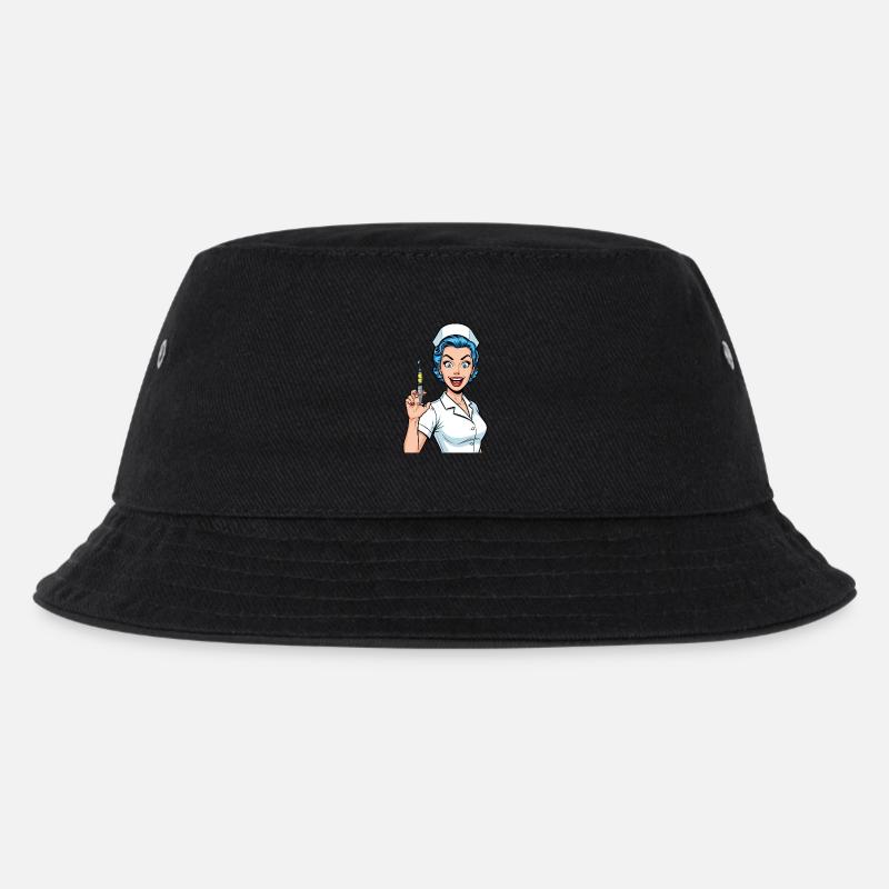Verrückte Krankenschwester Comic Pop Art Spritze - Kinder Bucket Hat - Schwarz