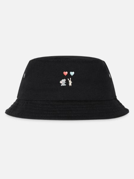 Elefant Hase Liebe Ballon Herz Cute - Kinder Bucket Hat - Schwarz