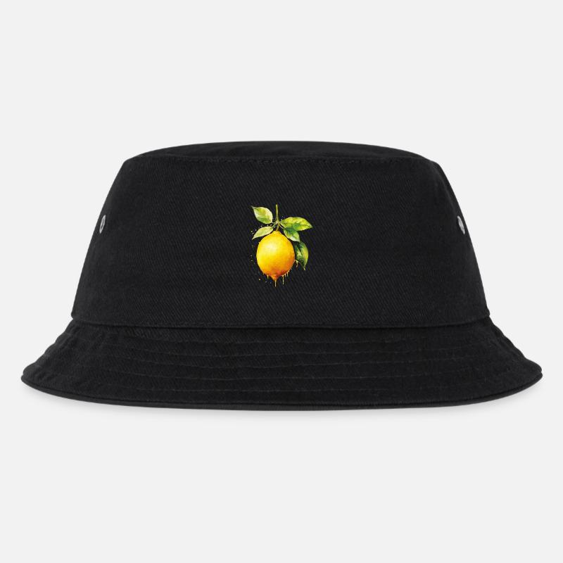 Zitronen in Wasserfarbenoptik - Kinder Bucket Hat - Schwarz