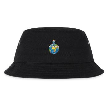 Weltkarte mit Freude und Lebensfreiheit - Kinder Bucket Hat - Schwarz - Vorne
