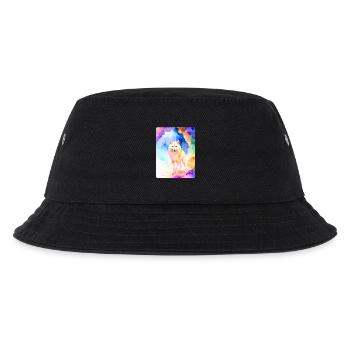 Weißer Wolf vor bunter Höhle - Kinder Bucket Hat - Schwarz - Vorne