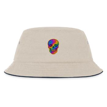 Regenbogen Skull Glitzer zu Halloween - Kinder Bucket Hat - Natur/Navy - Vorne