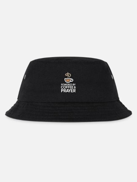 Powered By Coffee And Prayer Kaffeeliebe Glaube - Kinder Bucket Hat - Schwarz