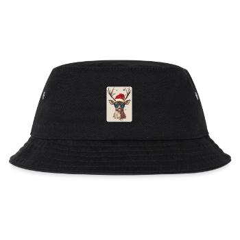Rentier Hirsch Geweih Reindeer Vintage Weihnachten - Kinder Bucket Hat - Schwarz - Vorne