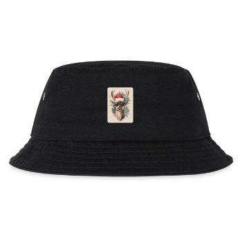Rentier Hirsch Geweih Reindeer Vintage Weihnachten - Kinder Bucket Hat - Schwarz - Vorne