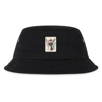 Rentier Hirsch Geweih Reindeer Vintage Weihnachten - Kinder Bucket Hat - Schwarz - Vorne