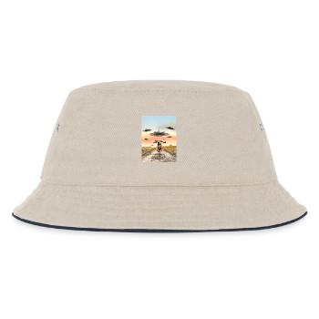 Dog and UFO Gift for Science Fiction Fans - Kids’ Bucket Hat - ecru/navy - Front