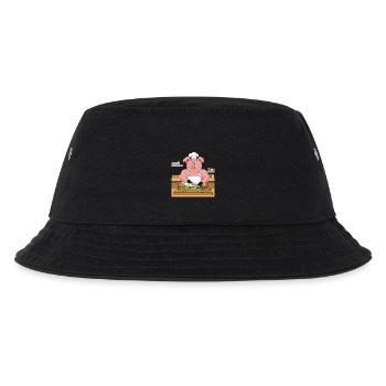 Muskulöses Schwein schnibbelt Salat - Kinder Bucket Hat - Schwarz - Vorne
