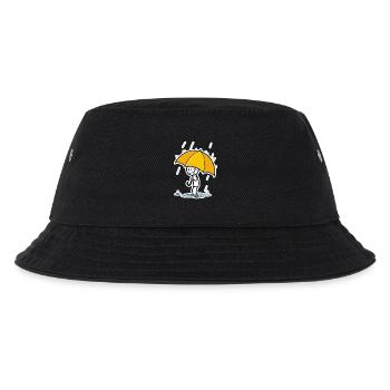 Yellow umbrella in the rain – minimal style - Kids’ Bucket Hat - black - Front