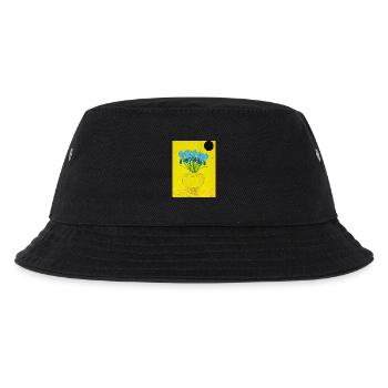 Vase of blue iris on yellow background - Kids’ Bucket Hat - black - Front