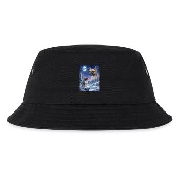 Howling to the Moon Hund Französische Bulldogge - Kinder Bucket Hat - Schwarz - Vorne