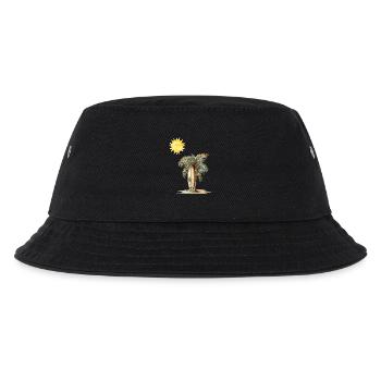 Sunlit Palm Surfboard Scene - Kids’ Bucket Hat - black - Front