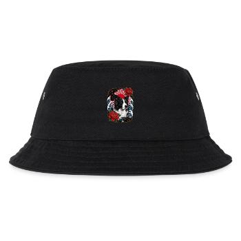 Border Collie im japanischen Irezumi Stil - Kinder Bucket Hat - Schwarz - Vorne