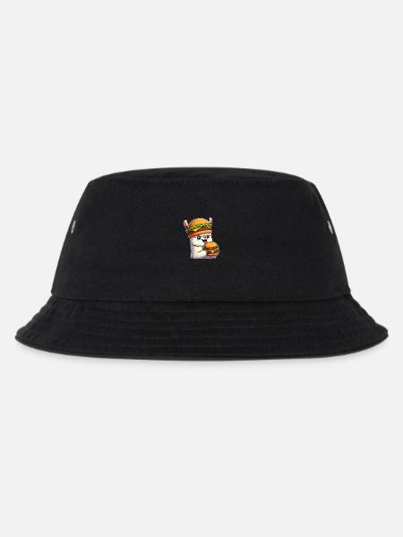 Lama Alpaka Cheeseburger Fastfood Skurril Hut - Kinder Bucket Hat - Schwarz