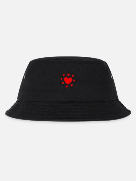 red heart red heart red heart - Kids’ Bucket Hat - black