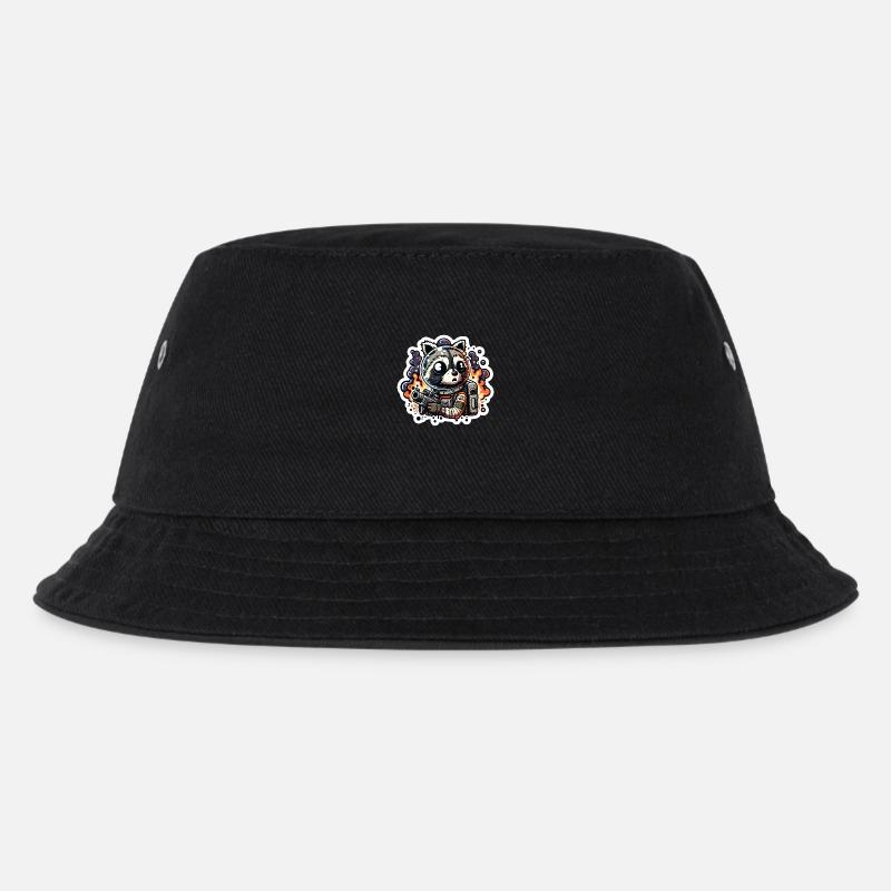 Space Raccoon - Kinder Bucket Hat - Schwarz