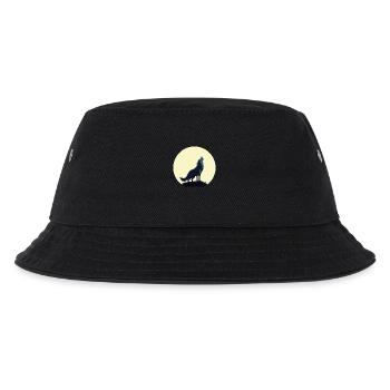 Wolf howling in front of full moon - Kids’ Bucket Hat - black - Front