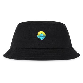 Oktopus Meer Sonnenuntergang Strand Urlaub Linien - Kinder Bucket Hat - Schwarz - Vorne