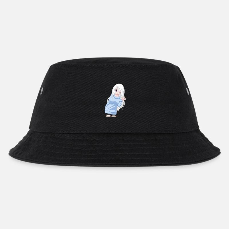 Anime-Mädchen winken - Kinder Bucket Hat - Schwarz