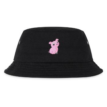 Süßes Comic Schweinchen - Kinder Bucket Hat - Schwarz - Vorne