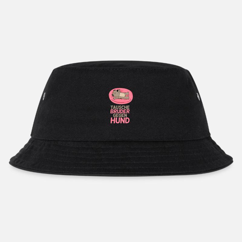 Tausche Bruder gegen Hund - Kinder Bucket Hat - Schwarz