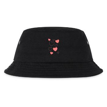 Herz rosa Muster Herzmuster Geschenk Herz Muster  - Kinder Bucket Hat - Schwarz - Vorne