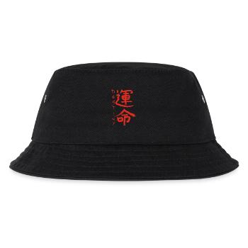 Rotes japanisches Kanji für das Wort Schicksal - Kinder Bucket Hat - Schwarz - Vorne