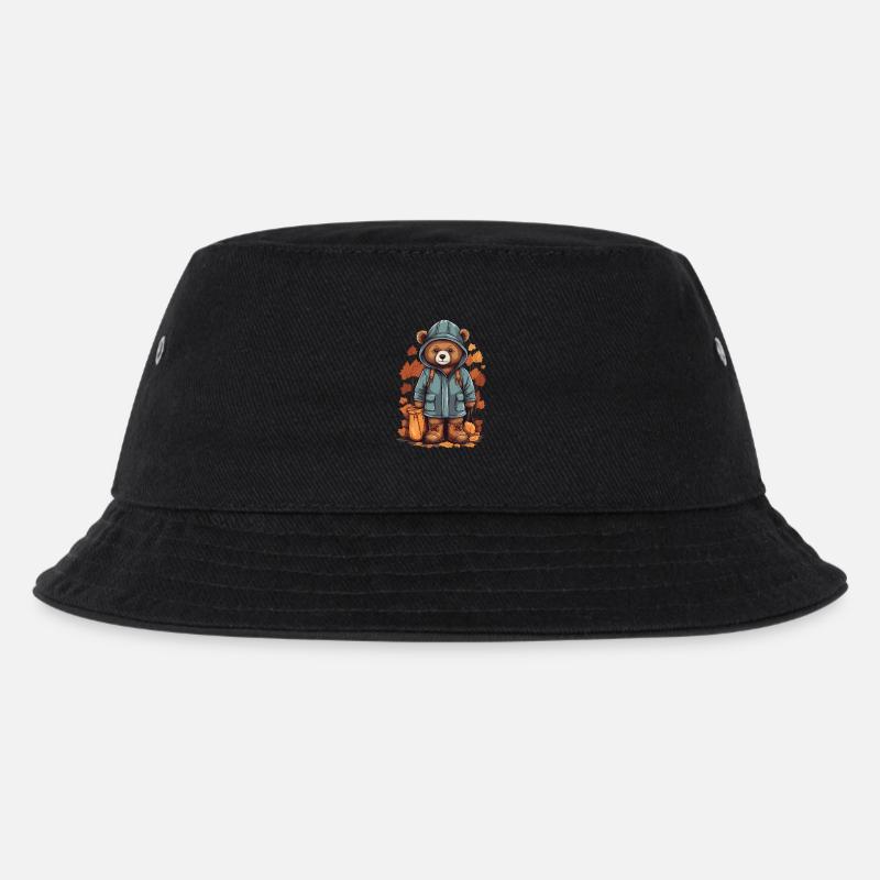 Süßer Bär mit Regenmantel - Kinder Bucket Hat - Schwarz