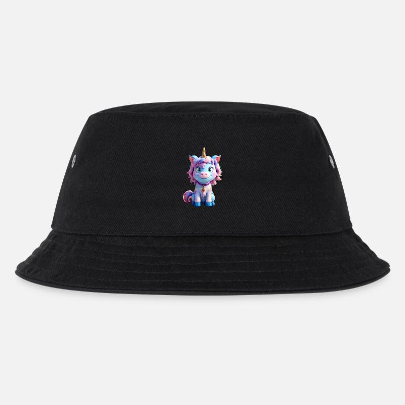 Buntes 3D-Einhorn - Kinder Bucket Hat - Schwarz