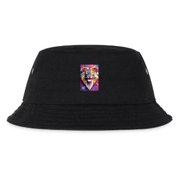 Sunset Monarch: Majestät des geschnitzten Löwen - Kinder Bucket Hat - Schwarz - Vorne