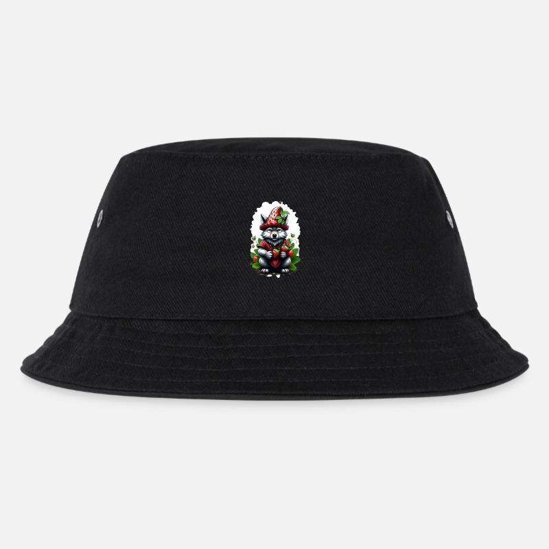 Wolf Erdbeere 2 - Kinder Bucket Hat - Schwarz