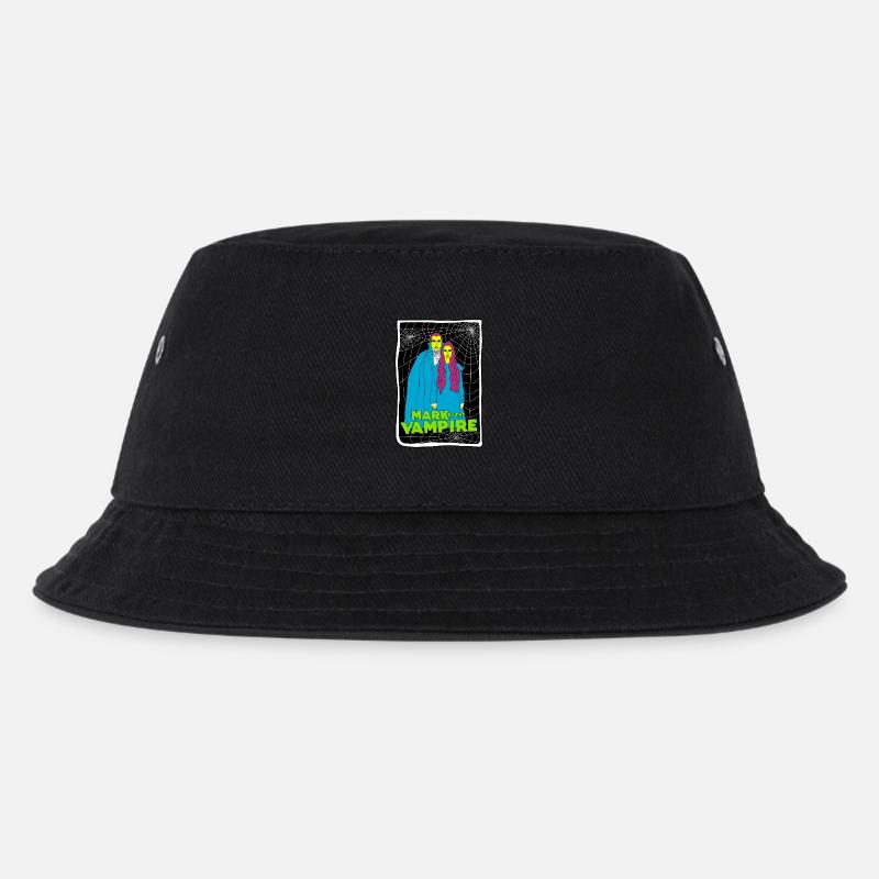 Vampir-Duo mit Spinnennetz-Hintergrund - Kinder Bucket Hat - Schwarz