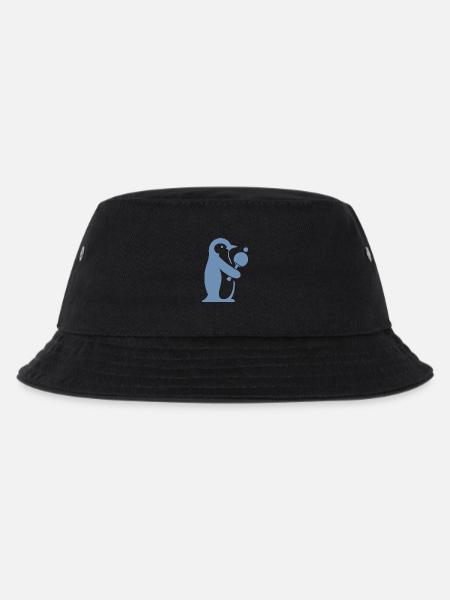 Pinguin Tischtennis Tischtennisspieler Silhouette - Kinder Bucket Hat - Schwarz