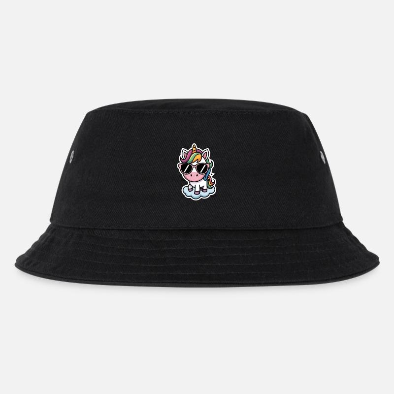 Unicorn Sticker Style - Kinder Bucket Hat - Schwarz