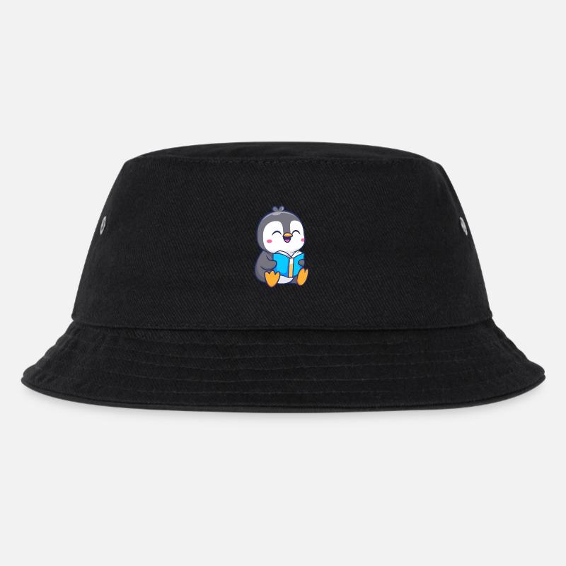 Entzückendes Pinguin-Lesebuch-Design - Kinder Bucket Hat - Schwarz