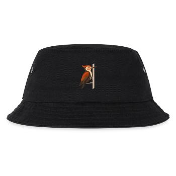 Woodpecker on Tree Trunk – Stylized Bird Motif - Kids’ Bucket Hat - black - Front