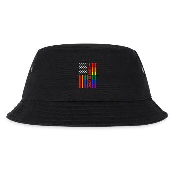 Patriotische Regenbogenflagge "Love Is Love" - Kinder Bucket Hat - Schwarz - Vorne