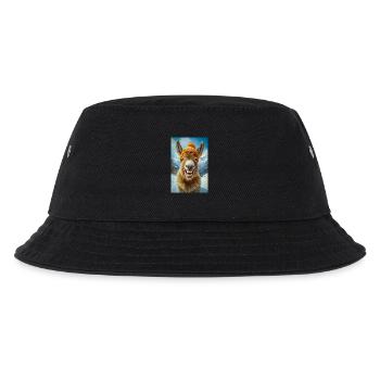 Lächelnder Esel mit Wintermütze - Kinder Bucket Hat - Schwarz - Vorne