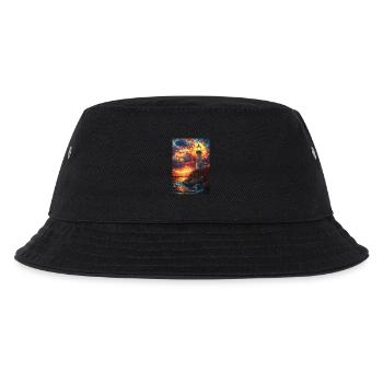 Buntglas-Leuchtturm Sonnenuntergang - Kinder Bucket Hat - Schwarz - Vorne