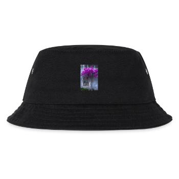 Lebendige Blüte vor rustikaler Wand - Kinder Bucket Hat - Schwarz - Vorne
