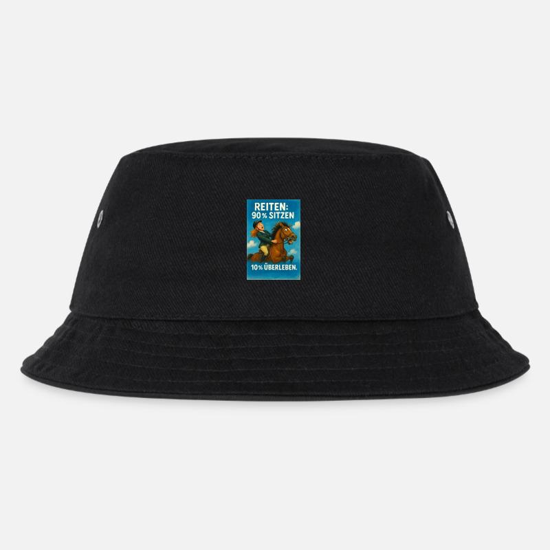 Pferdesport Humor: Sitzen vs Überleben - Kinder Bucket Hat - Schwarz