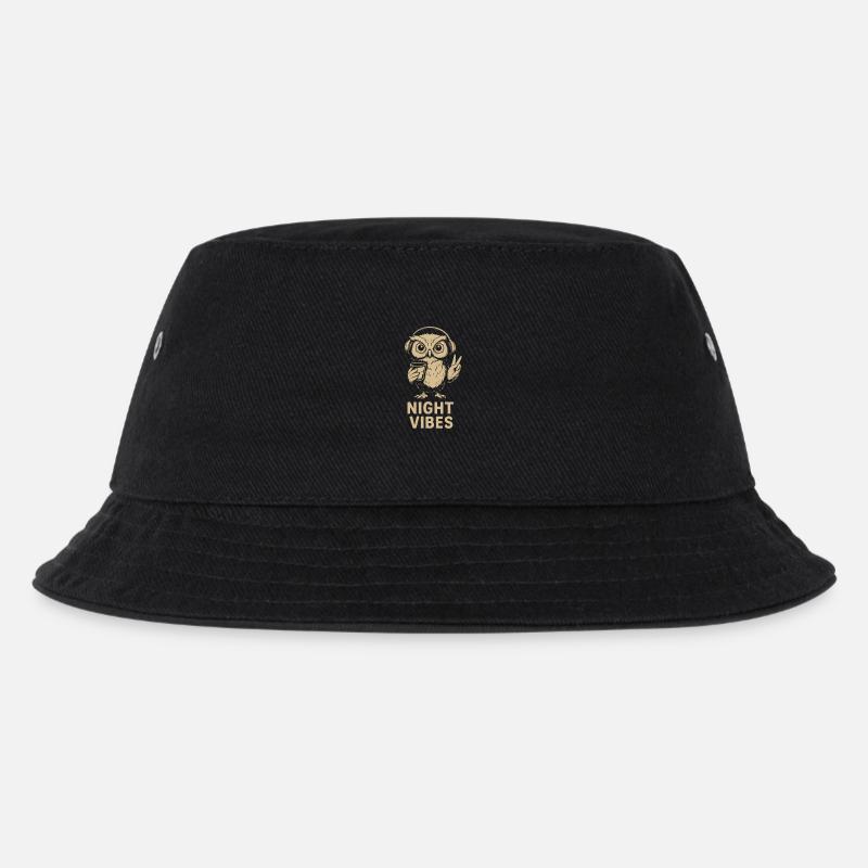 Nachtstimmung Eule mit Kopfhörern - Kinder Bucket Hat - Schwarz