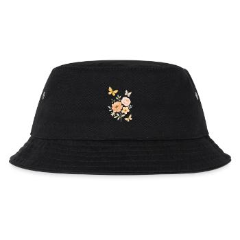 Pastellblumen Falter Motive - Kinder Bucket Hat - Schwarz - Vorne