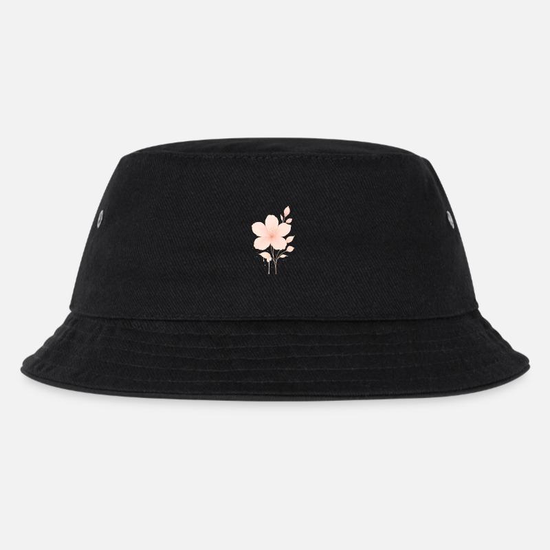 Pfirsich Rosé Blüten Wasserfarbe - Kinder Bucket Hat - Schwarz