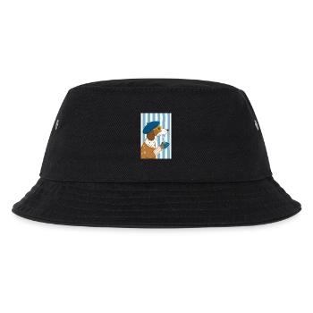 Schicker Hundekaffee und Baskenmütze - Kinder Bucket Hat - Schwarz - Vorne